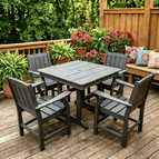 Gray / 5-Pieces (1 Square Table + 4 Chairs)