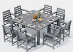 Gray / 10-Pieces (2 Tables + 8 Chairs)