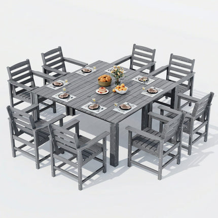 Pamapic HDPE Outdoor Dining Table and Chairs with Umbrella Hole Pamapic