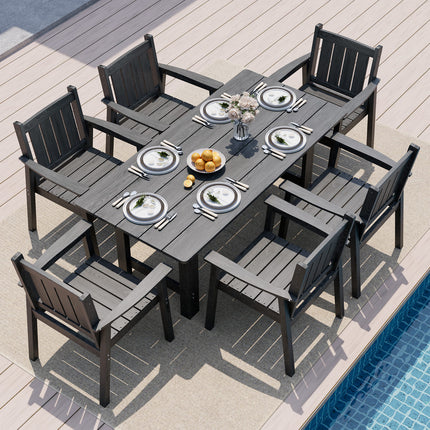 Pamapic HDPE Outdoor Dining Table and Chairs with Umbrella Hole Pamapic