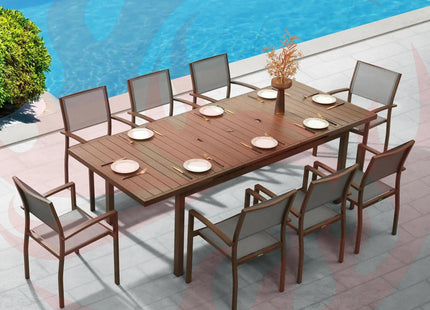 HIGOLD Carlo 9 Piece Extendable Outdoor Patio 8 Person Dining Set - Phoenix Fire Art Store