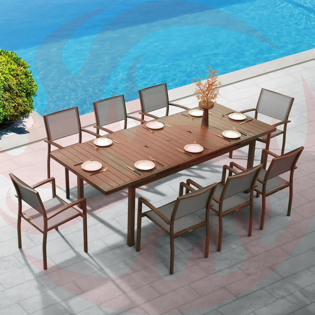 HIGOLD Carlo 9 Piece Extendable Outdoor Patio 8 Person Dining Set - Phoenix Fire Art Store