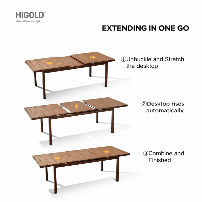 HIGOLD Carlo 9 Piece Extendable Outdoor Patio 8 Person Dining Set - Phoenix Fire Art Store