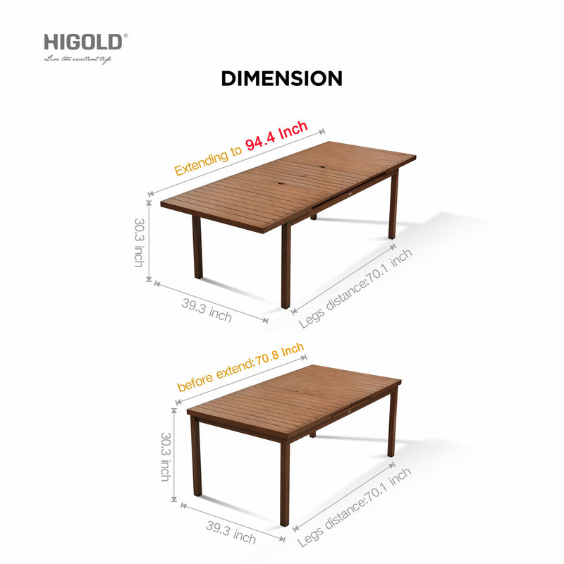 HIGOLD Carlo 9 Piece Extendable Outdoor Patio 8 Person Dining Set - Phoenix Fire Art Store