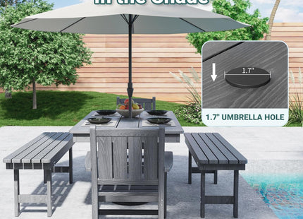 Pamapic HDPE Outdoor Dining Table and Chairs with Umbrella Hole Pamapic