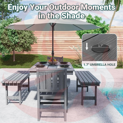 Pamapic HDPE Outdoor Dining Table and Chairs with Umbrella Hole Pamapic