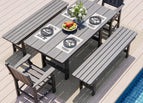Gray / 5-Pieces (1 Table + 2 Benches + 2 Chairs)