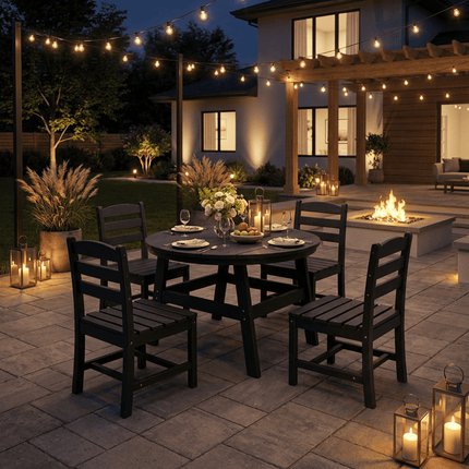Pamapic HDPE Outdoor Dining Table and Chairs with Umbrella Hole Pamapic