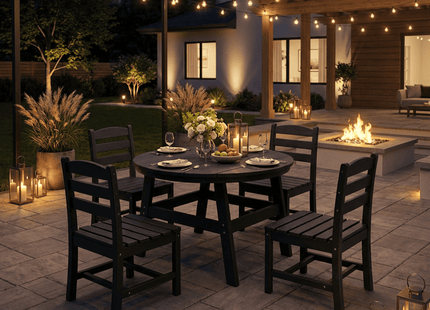 Pamapic HDPE Outdoor Dining Table and Chairs with Umbrella Hole Pamapic