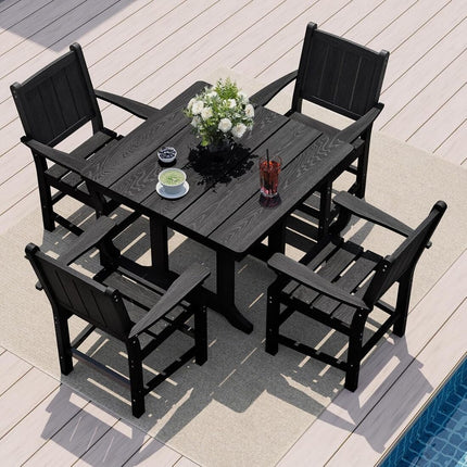 Pamapic HDPE Outdoor Dining Table and Chairs with Umbrella Hole Pamapic
