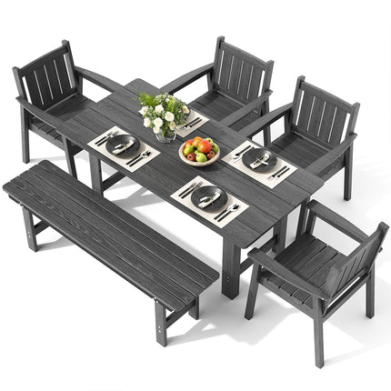 Pamapic HDPE Outdoor Dining Table and Chairs with Umbrella Hole Pamapic