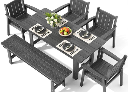 Pamapic HDPE Outdoor Dining Table and Chairs with Umbrella Hole Pamapic