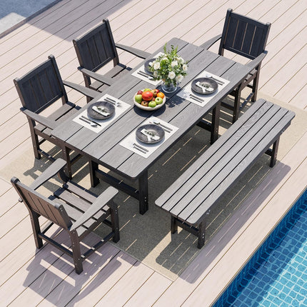 Pamapic HDPE Outdoor Dining Table and Chairs with Umbrella Hole Pamapic