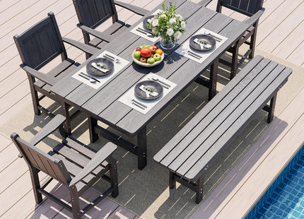 Pamapic HDPE Outdoor Dining Table and Chairs with Umbrella Hole Pamapic