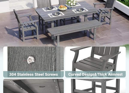 Pamapic HDPE Outdoor Dining Table and Chairs with Umbrella Hole Pamapic