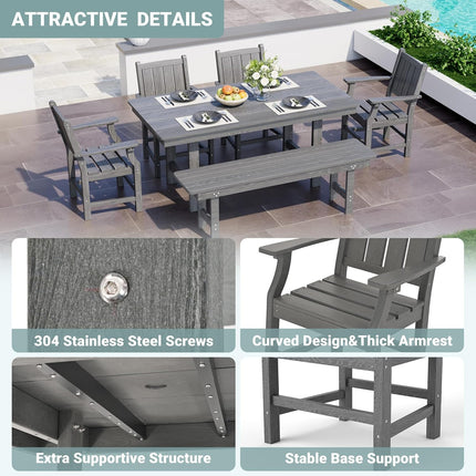 Pamapic HDPE Outdoor Dining Table and Chairs with Umbrella Hole Pamapic
