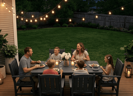 Pamapic HDPE Outdoor Dining Table and Chairs with Umbrella Hole Pamapic