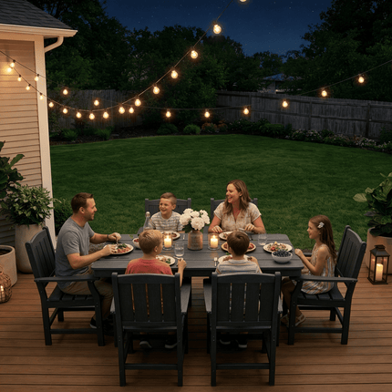 Pamapic HDPE Outdoor Dining Table and Chairs with Umbrella Hole Pamapic