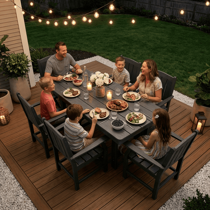 Pamapic HDPE Outdoor Dining Table and Chairs with Umbrella Hole Pamapic