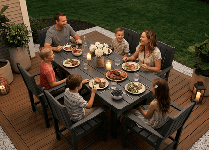 Pamapic HDPE Outdoor Dining Table and Chairs with Umbrella Hole Pamapic