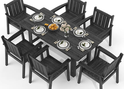 Pamapic HDPE Outdoor Dining Table and Chairs with Umbrella Hole Pamapic