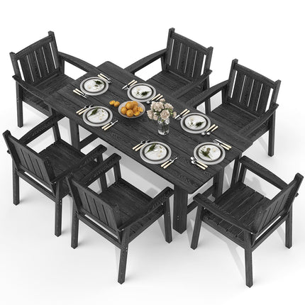 Pamapic HDPE Outdoor Dining Table and Chairs with Umbrella Hole Pamapic