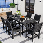 Black / 7-Pieces (1 Table + 6 Chairs)
