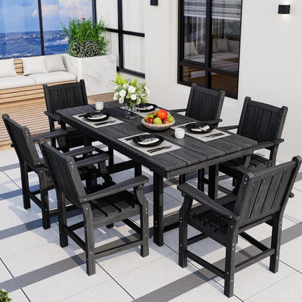 Pamapic HDPE Outdoor Dining Table and Chairs with Umbrella Hole Pamapic