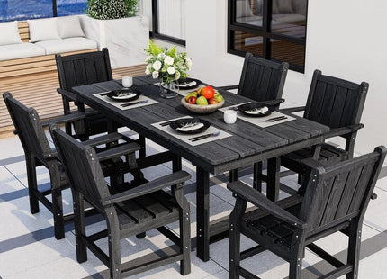 Pamapic HDPE Outdoor Dining Table and Chairs with Umbrella Hole Pamapic