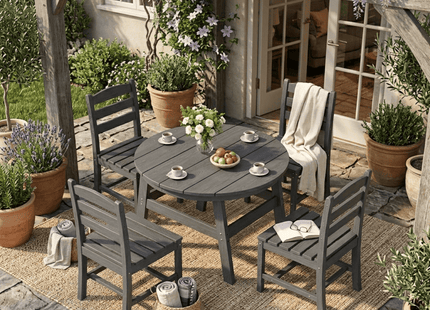 Pamapic HDPE Outdoor Dining Table and Chairs with Umbrella Hole Pamapic