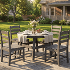 Gray / 5-Pieces (1 Round Table + 4 Chairs)