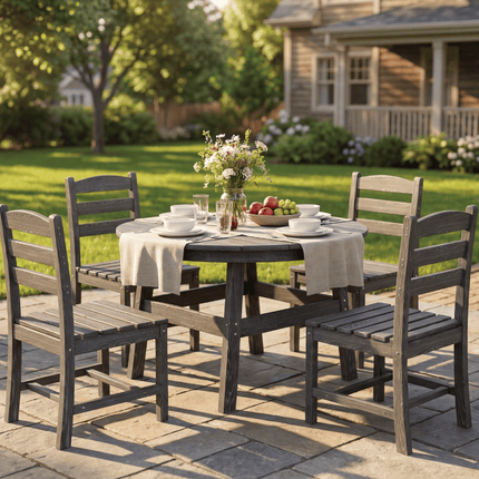 Pamapic HDPE Outdoor Dining Table and Chairs with Umbrella Hole Pamapic