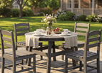 Gray / 5-Pieces (1 Round Table + 4 Chairs)