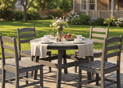 Pamapic HDPE Outdoor Dining Table and Chairs with Umbrella Hole Pamapic