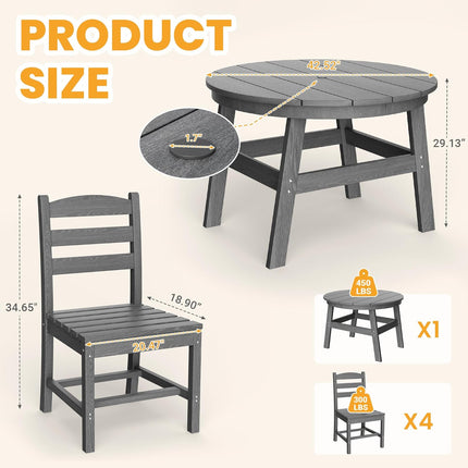 Pamapic HDPE Outdoor Dining Table and Chairs with Umbrella Hole Pamapic