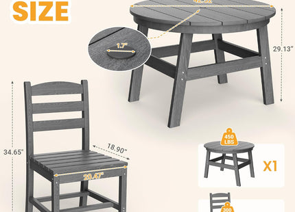 Pamapic HDPE Outdoor Dining Table and Chairs with Umbrella Hole Pamapic