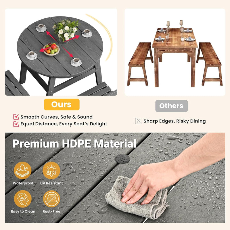 Pamapic HDPE Outdoor Dining Set (5 Pieces)