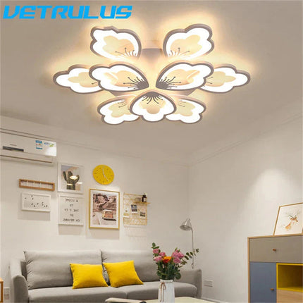 DecorBites™ Lotus Design LED Acrylic Chandelier Ceiling Lamp for Modern Living, Dining, and Study Rooms Decorbites