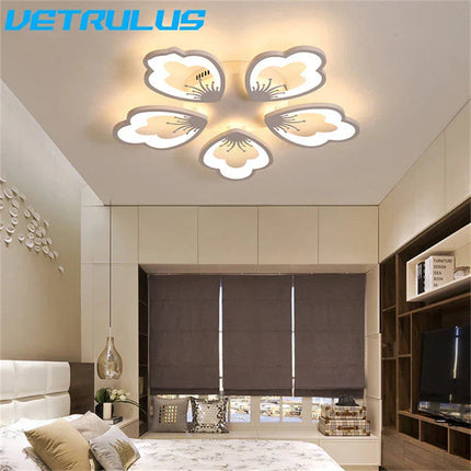 DecorBites™ Lotus Design LED Acrylic Chandelier Ceiling Lamp for Modern Living, Dining, and Study Rooms Decorbites