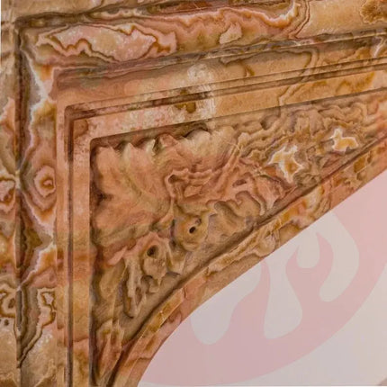 Honey Onyx Translucent Natural Stone French Villa Style Hand-carved Fireplace Surround (W)6" (L)57" (H)52" - Phoenix Fire Art Store