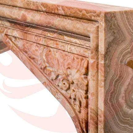 Honey Onyx Translucent Natural Stone French Villa Style Hand-carved Fireplace Surround (W)6" (L)57" (H)52" - Phoenix Fire Art Store