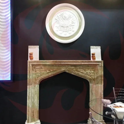 Honey Onyx Translucent Natural Stone French Villa Style Hand-carved Fireplace Surround (W)6" (L)57" (H)52" - Phoenix Fire Art Store