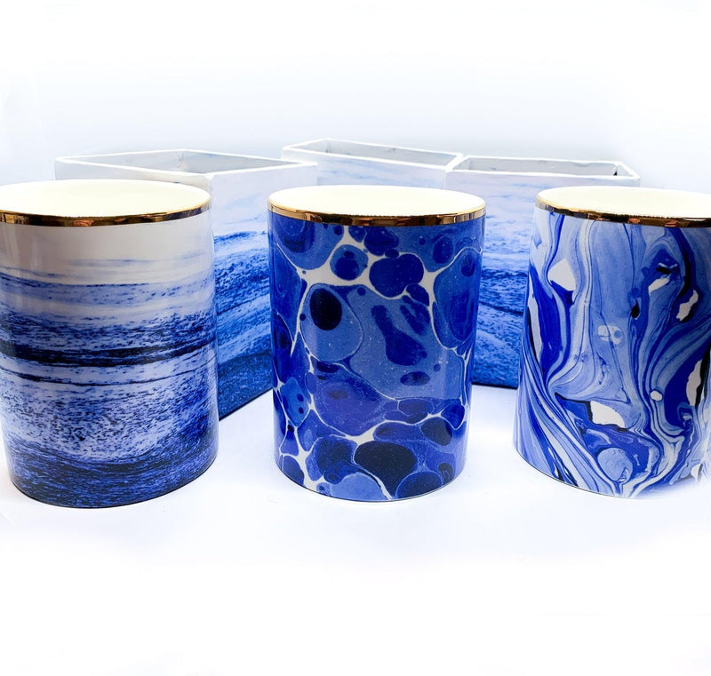 Mediterranean Blue Candles - Luxury Soy Wax in Porcelain Gift Box