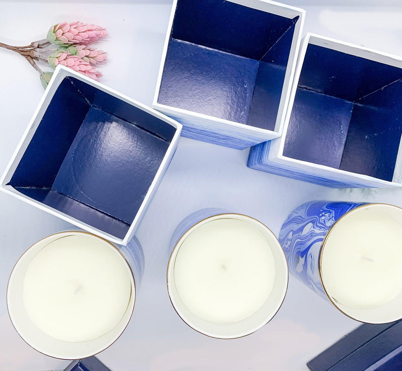 Mediterranean Blue Candles - Luxury Soy Wax in Porcelain Gift Box