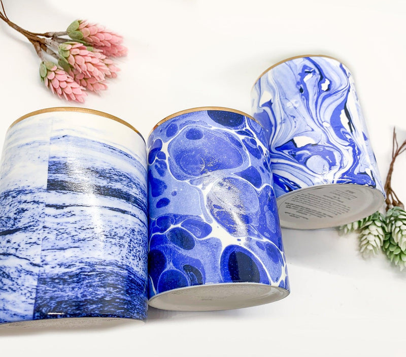 Mediterranean Blue Candles - Luxury Soy Wax in Porcelain Gift Box