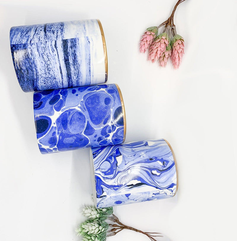 Mediterranean Blue Candles - Luxury Soy Wax in Porcelain Gift Box