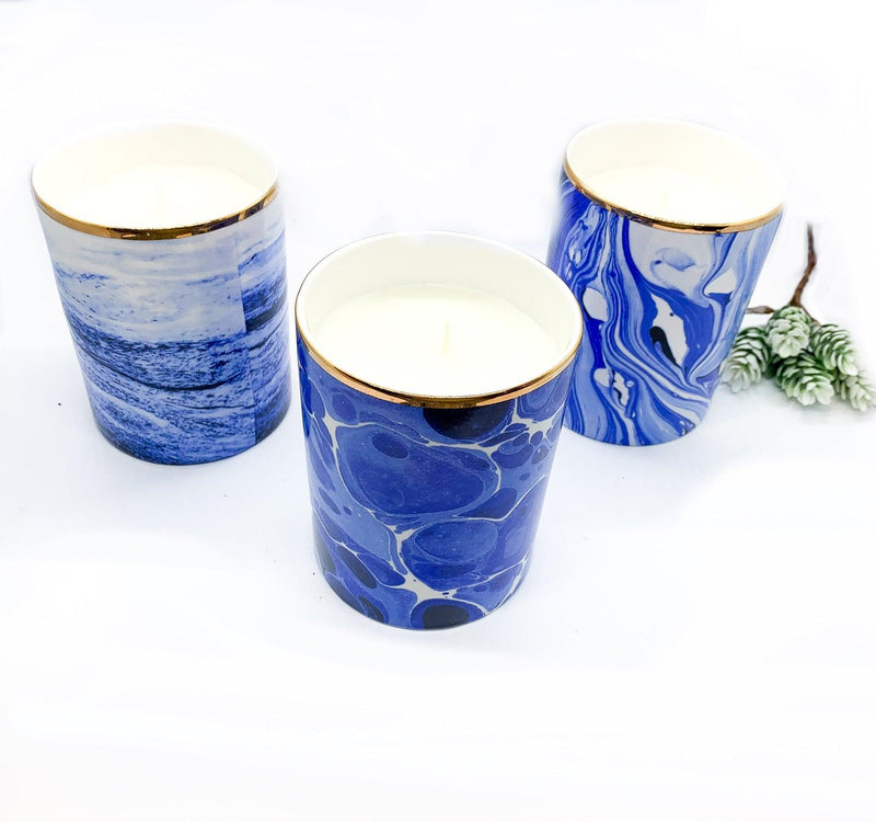 Mediterranean Blue Candles - Luxury Soy Wax in Porcelain Gift Box