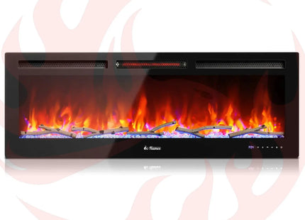 In Flames INF50W-3D WiFi Smart Wall Mounted Electric Fireplace - Tempered Glass - Phoenix Fire Art Store