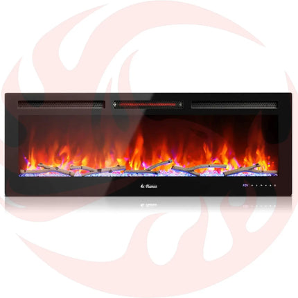 In Flames INF50W-3D WiFi Smart Wall Mounted Electric Fireplace - Tempered Glass - Phoenix Fire Art Store