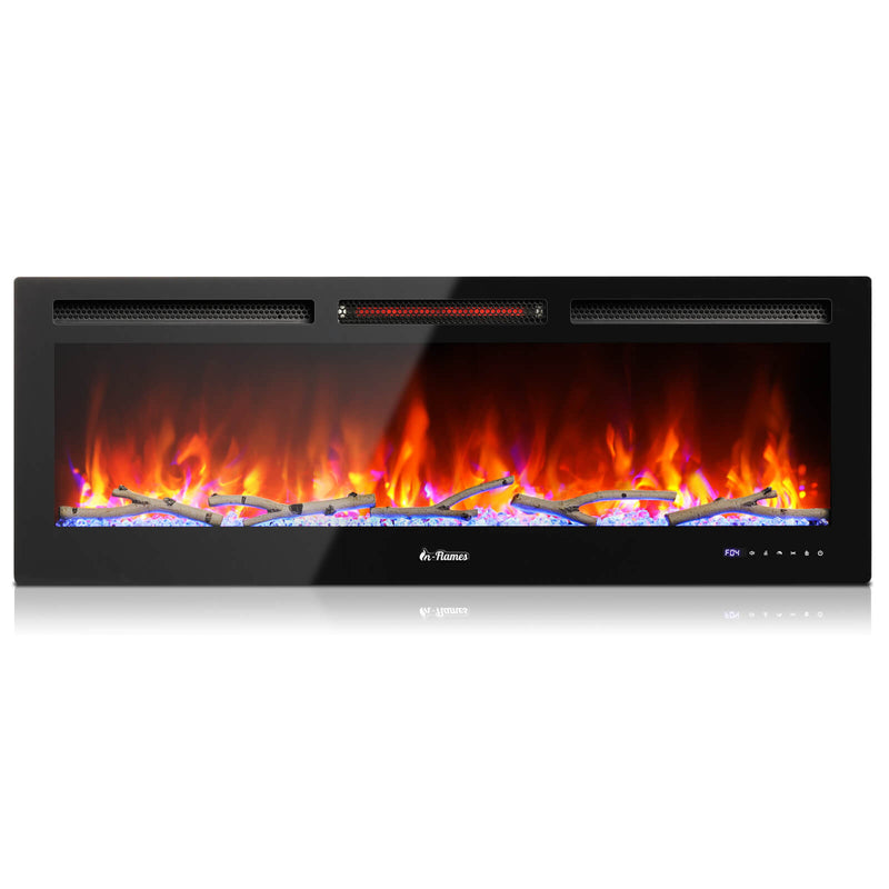 In Flames INF50W-3D WiFi Smart Wall Mounted Electric Fireplace - Tempered Glass